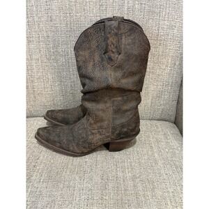 Durango Distressed Brown Leather Slouch Western Cowboy Boots 6.5 M New (No Box)